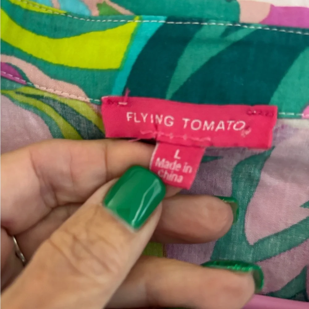 Boutique Vibrant Floral Tiered Button-Front Women’s Dress - Multicolor - Picture 3 of 5